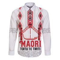 Toitu Te Tiriti Waitangi Family Matching Puletasi and Hawaiian Shirt White Wharenui House LT9 Dad's Shirt - Long Sleeve white - Polynesian Pride