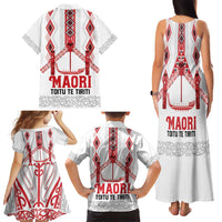 Toitu Te Tiriti Waitangi Family Matching Tank Maxi Dress and Hawaiian Shirt White Wharenui House LT9 - Polynesian Pride