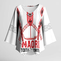 Toitu Te Tiriti Waitangi Kimono Sleeve Blouse White Wharenui House - Polynesian Pride