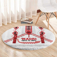 Toitu Te Tiriti Waitangi Round Carpet White Wharenui House - Polynesian Pride