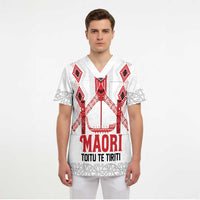 Toitu Te Tiriti Waitangi Scrub Top White Wharenui House - Polynesian Pride