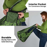 Vintage Tonga Tribal Ngatu Pattern Grocery Bag With Pacific Floral Lime Green Art
