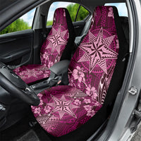 Vintage Tonga Tribal Ngatu Pattern Car Seat Cover With Pacific Floral Pink Art LT9 - Polynesian Pride