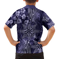 Vintage Tonga Tribal Ngatu Pattern Family Matching Off The Shoulder Long Sleeve Dress and Hawaiian Shirt With Pacific Floral Pink Art LT9 - Polynesian Pride