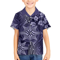 Vintage Tonga Tribal Ngatu Pattern Family Matching Off The Shoulder Long Sleeve Dress and Hawaiian Shirt With Pacific Floral Pink Art LT9 Son's Shirt Pink - Polynesian Pride