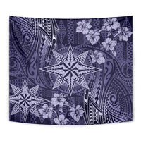 Vintage Tonga Tribal Ngatu Pattern Tapestry With Pacific Floral Pink Art