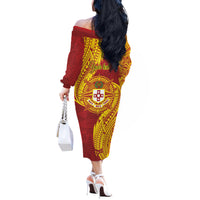 Personalised Kolisi Tonga Atele Off The Shoulder Long Sleeve Dress Since 1882 Simple Ngatu Pattern