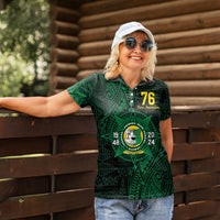 Personalised Tonga Liahona High School 76th Anniversary Women Polo Shirt Special Kupesi Pattern LT9 - Polynesian Pride