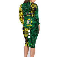 Personalised Tonga Liahona High School Family Matching Long Sleeve Bodycon Dress and Hawaiian Shirt Since 1948 Special Kupesi Pattern