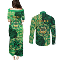 Personalised Tonga Saineha High School Couples Matching Puletasi and Long Sleeve Button Shirt Since 1978 Special Kupesi Pattern