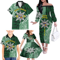 Personalised Tonga Takuilau College Family Matching Off The Shoulder Long Sleeve Dress and Hawaiian Shirt Since 1975 Special Kupesi Pattern LT9 - Polynesian Pride