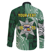 Personalised Tonga Takuilau College Family Matching Off The Shoulder Long Sleeve Dress and Hawaiian Shirt Since 1975 Special Kupesi Pattern LT9 - Polynesian Pride