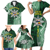 Personalised Tonga Takuilau College Family Matching Short Sleeve Bodycon Dress and Hawaiian Shirt Since 1975 Special Kupesi Pattern LT9 - Polynesian Pride