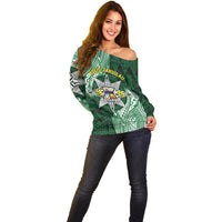Personalised Tonga Takuilau College Off Shoulder Sweater Since 1975 Special Kupesi Pattern