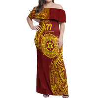 Personalised Tonga High School 77th Anniversary Off Shoulder Maxi Dress Special Kupesi Pattern