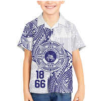 Personalised Tonga Tupou College Tolo Family Matching Mermaid Dress and Hawaiian Shirt Since 1866 Special Kupesi Pattern LT9 Son's Shirt White - Polynesian Pride