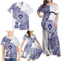 Personalised Tonga Tupou College Tolo Family Matching Off Shoulder Maxi Dress and Hawaiian Shirt Since 1866 Special Kupesi Pattern LT9 - Polynesian Pride