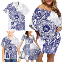 Personalised Tonga Tupou College Tolo Family Matching Off Shoulder Short Dress and Hawaiian Shirt Since 1866 Special Kupesi Pattern LT9 - Polynesian Pride
