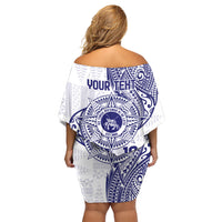 Personalised Tonga Tupou College Tolo Family Matching Off Shoulder Short Dress and Hawaiian Shirt Since 1866 Special Kupesi Pattern LT9 - Polynesian Pride