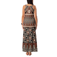 Vintage Bula Fiji Family Matching Tank Maxi Dress and Hawaiian Shirt Brown Tapa Masi Motif LT9 - Polynesian Pride