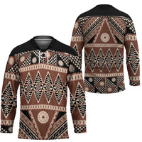 Vintage Bula Fiji Hockey Jersey Brown Tapa Masi Motif - Polynesian Pride