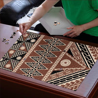 Vintage Bula Fiji Puzzle Brown Tapa Masi Motif - Polynesian Pride
