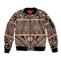 Vintage Bula Fiji Sleeve Zip Bomber Jacket Brown Tapa Masi Motif