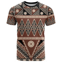 Vintage Bula Fiji T Shirt Brown Tapa Masi Motif