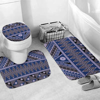 Vintage Bula Fiji Bathroom Set Prussian Blue Tapa Masi Motif - Polynesian Pride