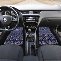 Vintage Bula Fiji Car Mats Prussian Blue Tapa Masi Motif