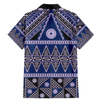 Vintage Bula Fiji Family Matching Short Sleeve Bodycon Dress and Hawaiian Shirt Prussian Blue Tapa Masi Motif LT9 - Polynesian Pride