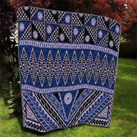 Vintage Bula Fiji Quilt Prussian Blue Tapa Masi Motif