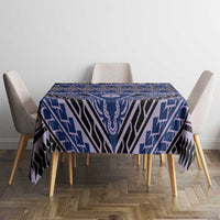 Vintage Bula Fiji Tablecloth Prussian Blue Tapa Masi Motif
