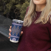 Vintage Bula Fiji Tumbler Cup Prussian Blue Tapa Masi Motif