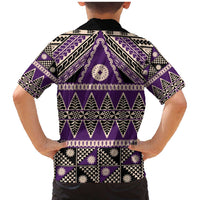 Vintage Bula Fiji Family Matching Mermaid Dress and Hawaiian Shirt Purple Tapa Masi Motif LT9 - Polynesian Pride