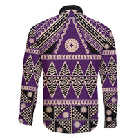 Vintage Bula Fiji Family Matching Puletasi and Hawaiian Shirt Purple Tapa Masi Motif