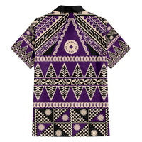 Vintage Bula Fiji Family Matching Short Sleeve Bodycon Dress and Hawaiian Shirt Purple Tapa Masi Motif LT9 - Polynesian Pride
