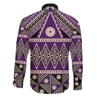 Vintage Bula Fiji Family Matching Short Sleeve Bodycon Dress and Hawaiian Shirt Purple Tapa Masi Motif LT9 - Polynesian Pride