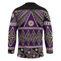 Vintage Bula Fiji Hockey Jersey Purple Tapa Masi Motif - Polynesian Pride