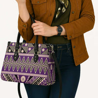 Vintage Bula Fiji Leather Bag Purple Tapa Masi Motif - Polynesian Pride