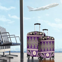 Vintage Bula Fiji Luggage Cover Purple Tapa Masi Motif