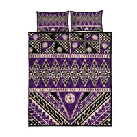 Vintage Bula Fiji Quilt Bed Set Purple Tapa Masi Motif