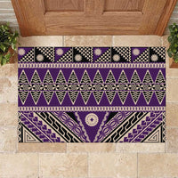 Vintage Bula Fiji Rubber Doormat Purple Tapa Masi Motif