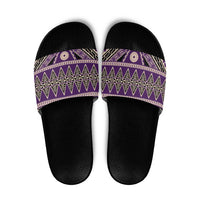 Vintage Bula Fiji Slide Sandals Purple Tapa Masi Motif LT9 Purple - Polynesian Pride