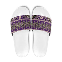 Vintage Bula Fiji Slide Sandals Purple Tapa Masi Motif LT9 Purple - Polynesian Pride
