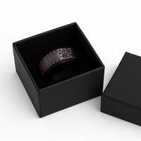 Vintage Bula Fiji Spinner Ring Purple Tapa Masi Motif - Polynesian Pride