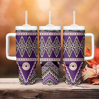 Vintage Bula Fiji Tumbler With Handle Purple Tapa Masi Motif LT9 - Polynesian Pride
