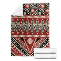 Vintage Bula Fiji Blanket Red Tapa Masi Motif