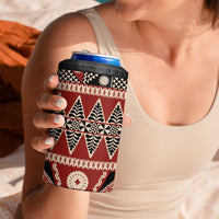 Vintage Bula Fiji 4 in 1 Can Cooler Tumbler Red Tapa Masi Motif