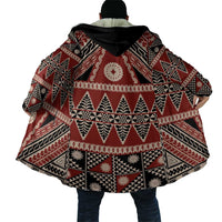 Vintage Bula Fiji Cloak Red Tapa Masi Motif - Polynesian Pride